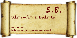 Sárvári Beáta névjegykártya