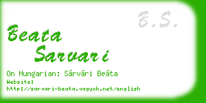 beata sarvari business card